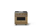 36"W. Sealed Burner Gas Range (Burner: 4g, Finish: Golden Hour, Trim: Brushed Brass, Fuel: Propane)