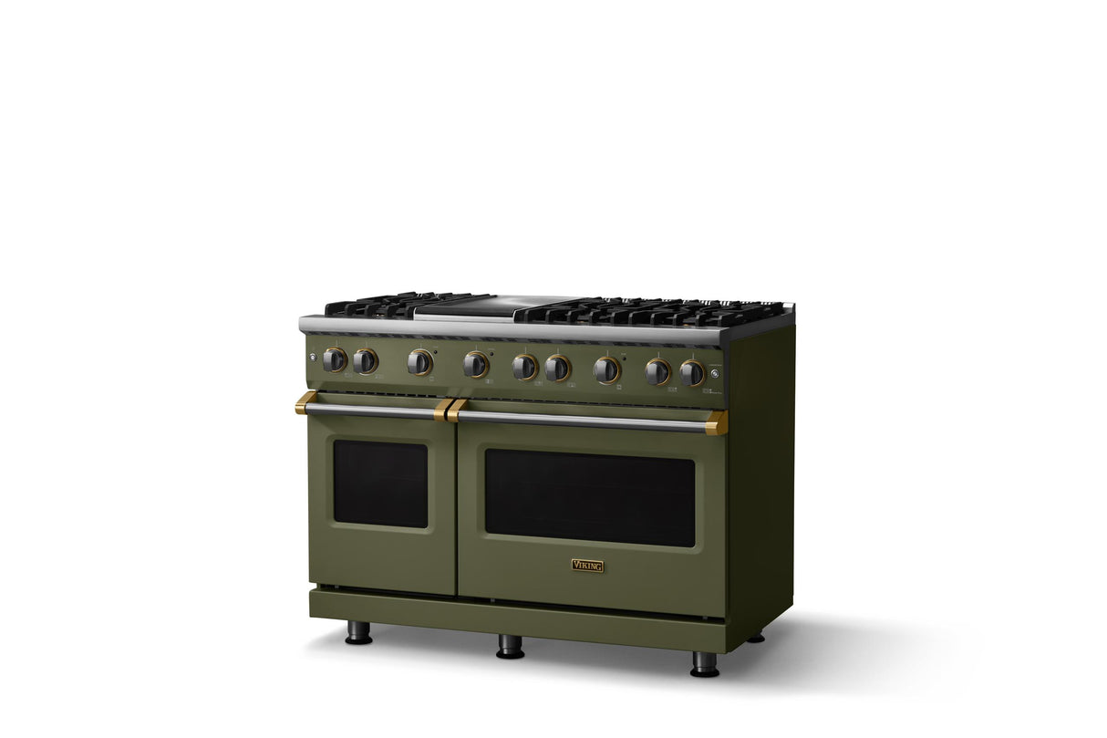 48"W. Sealed Burner Gas Range (Burner: 6g, Finish: Martini, Trim: Brushed Brass, Fuel: Propane)