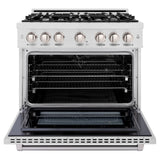 ZLINE 36 in. 5.2 cu. ft. Select Dual Fuel Range with 6 Burner Gas Cooktop and Electric Convection Oven in DuraSnow' Stainless Steel (HDRS-36)