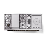 ILVE UN60FSNMPBUB Nostalgie II Noblesse 60 inch Dual Fuel Range (7 Sealed Burners + Griddle + French Top, Natural Gas, Triple Glass Door, Burgundy, Burnished)