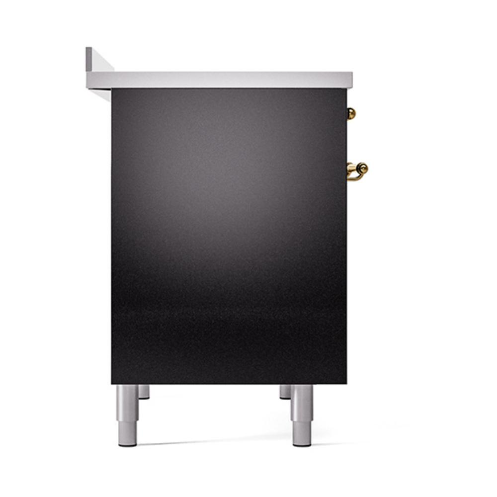 ILVE UNDI406QNMPBKG Nostalgie II Noblesse 40 inch Induction Range (Solid Door, Glossy Black, Brass)