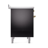 ILVE UNDI406QNMPBKG Nostalgie II Noblesse 40 inch Induction Range (Solid Door, Glossy Black, Brass)