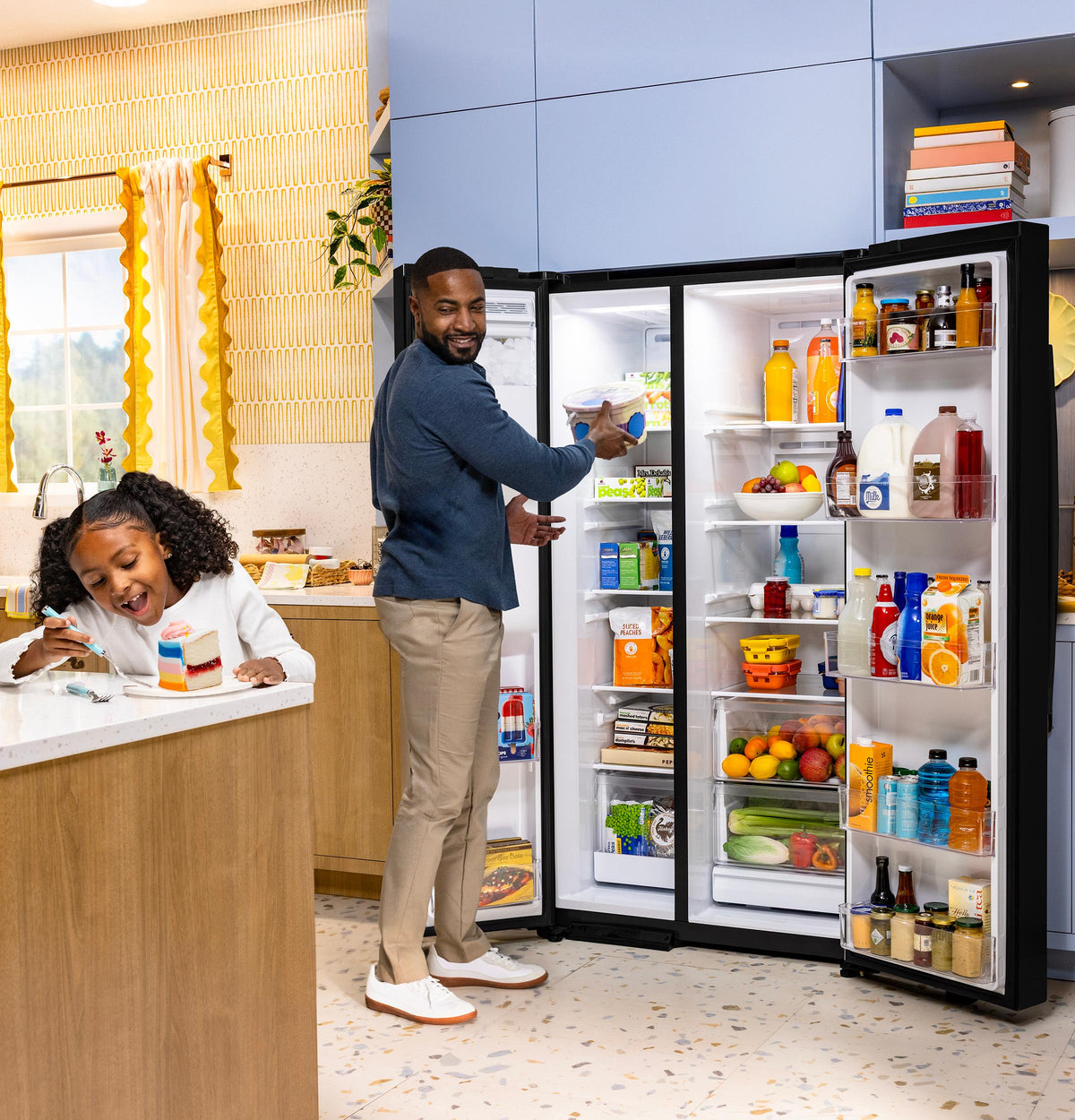 GE® 23.6 Cu. Ft. Counter-Depth Side-By-Side Refrigerator with Extra Tall Dispenser and In-Door Icemaker