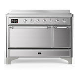 ILVE UMIB48QNR3SSC Majestic III 48 inch Induction Range with 6 Elements, 5.02 cu. ft. Total Oven Capacity (Solid Door, Stainless Steel, Chrome)