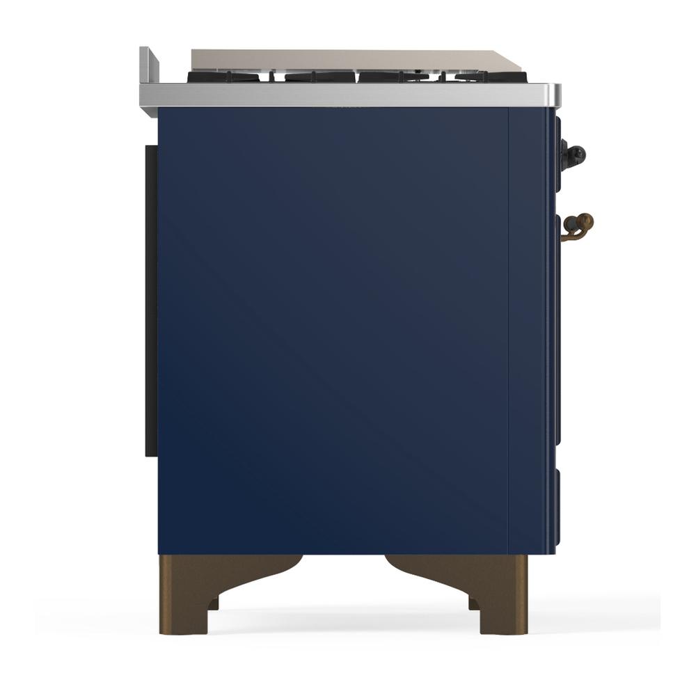 ILVE UM60FNR3MBB Majestic III 60 inch Dual Fuel Range with 9 Burners and Griddle, Dual Function Burner up to 25,000 BTU (Natural Gas, Triple Glass Door, Midnight Blue, Burnished)
