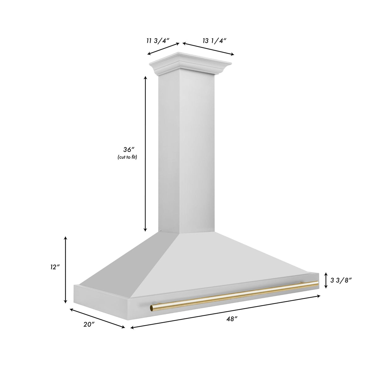 ZLINE 48 in. Autograph Edition Convertible Stainless Steel Range Hood with Stainless Steel Shell and Champagne Bronze Accents (KB4STZ-48-CB) [Color: Gold Accents]