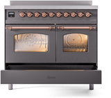 Nostalgie II 40 Inch Electric Freestanding Range in Matte Graphite with Copper Trim