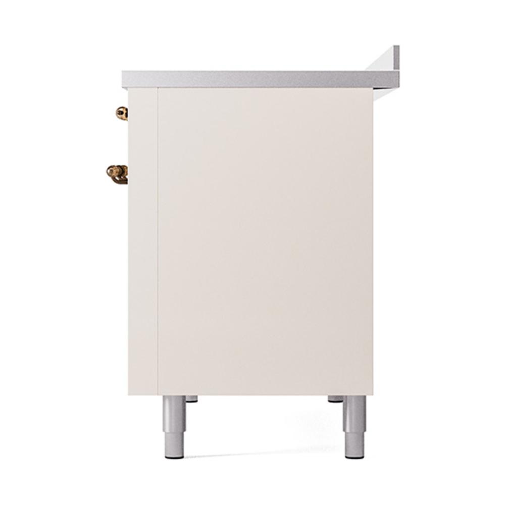 ILVE UNI486QNMPAWB Nostalgie II Noblesse 48 inch Induction Range (Solid Door, Antique White, Burnished)