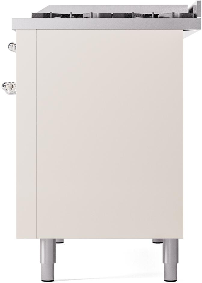Nostalgie II 48 Inch Dual Fuel Liquid Propane Freestanding Range in Antique White with Chrome Trim