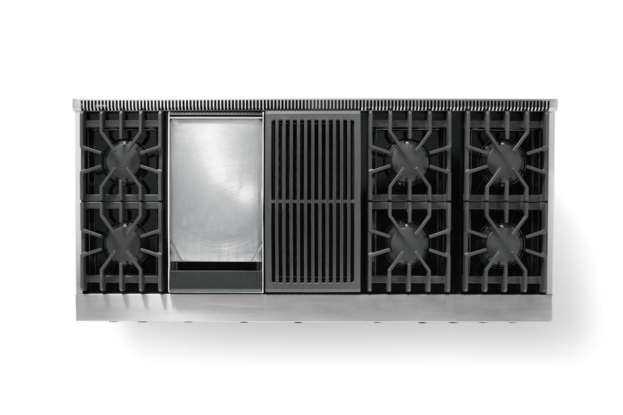 60"W. Sealed Burner Gas Range (Finish: November Sky, Trim: Polished Chrome, Fuel: Natural Gas)