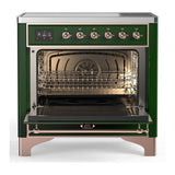 ILVE UMIB36QNR3EGP Majestic III 36 inch Induction Range with 6 Elements, 3.5 cu. ft. Total Oven Capacity (Solid Door, Emerald Green, Copper)