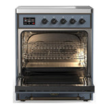 ILVE UMIB30NR3BGB Majestic III 30 inch Induction Range with 4 Elements, 4 cu. ft. Oven Capacity (Triple Glass Door, Blue Grey, Burnished)