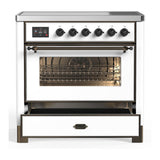 ILVE UMIB36NR3WHB Majestic III 36 inch Induction Range with 6 Elements, 3.5 cu. ft. Total Oven Capacity (Triple Glass Door, White, Burnished)