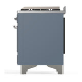 ILVE UMD40FQNR3BGCLP Majestic III 40 inch Dual Fuel Range with 6 Burners and Griddle, Dual Function Burner up to 25,000 BTU (Liquid Propane, Solid Door, Blue Grey, Chrome)