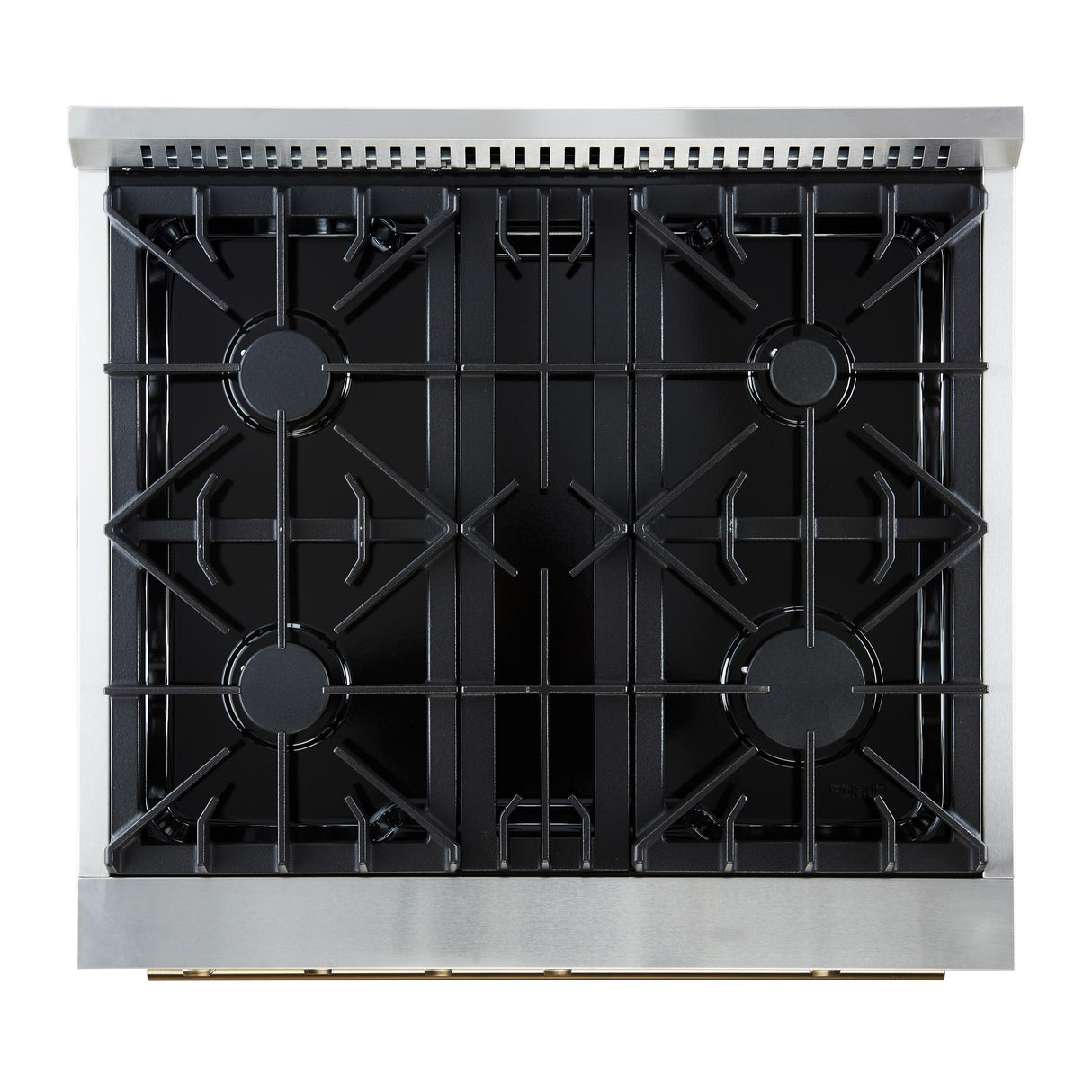 Marco 30-inch Gas Range White & Antique Brass Design, 4 Burners 37,000 BTU, 4.32 cu.ft. Convection Oven