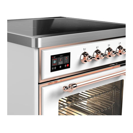 ILVE UMIB30NR3WHP Majestic III 30 inch Induction Range with 4 Elements, 4 cu. ft. Oven Capacity (Triple Glass Door, White, Copper)