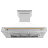 ZLINE 48 in. Autograph Edition Stainless Steel Range Hood with White Matte Shell and Handle (8654STZ-WM48) [Color: Champagne Bronze]