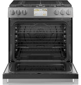 Café™ 30" Smart Slide-In, Front-Control, Dual-Fuel Range in Platinum Glass