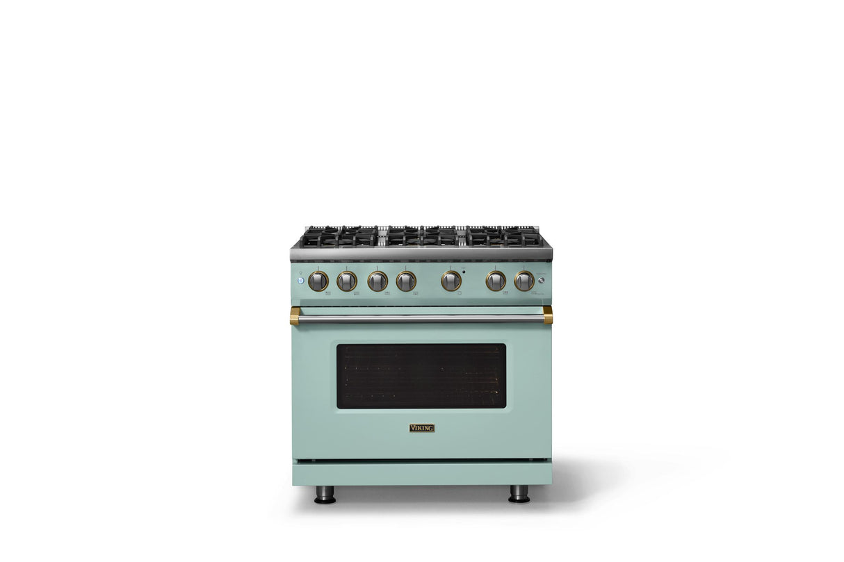 36"W. Sealed Burner Gas Range (Burner: 6b, Finish: Splash, Trim: Polished Chrome, Fuel: Propane)