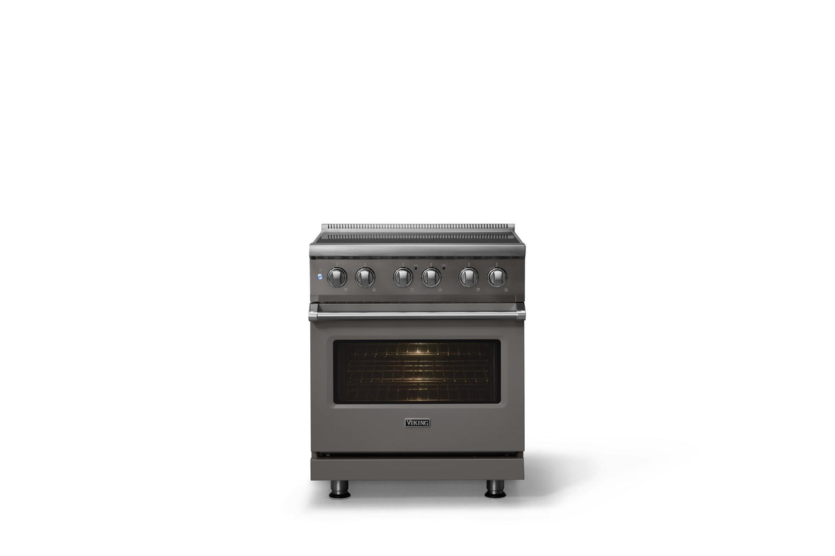 30"W. Induction Range (Finish: Damascus Gray, Trim: Polished Chrome)