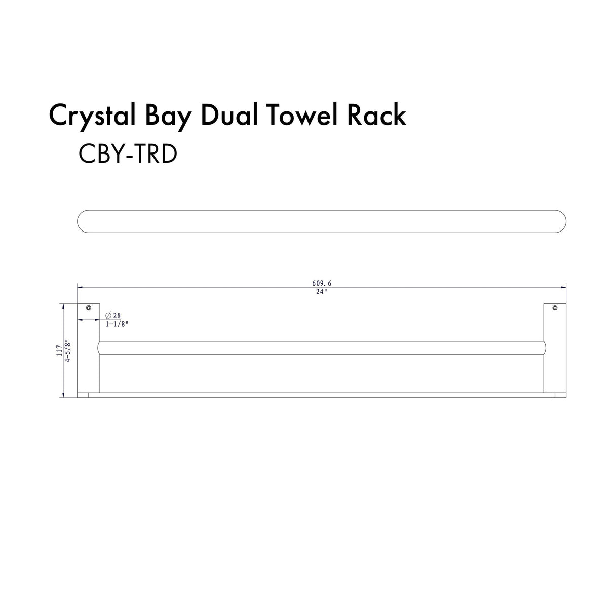 ZLINE Crystal Bay Towel Rail in Gun Metal (CBY-TR-GM)