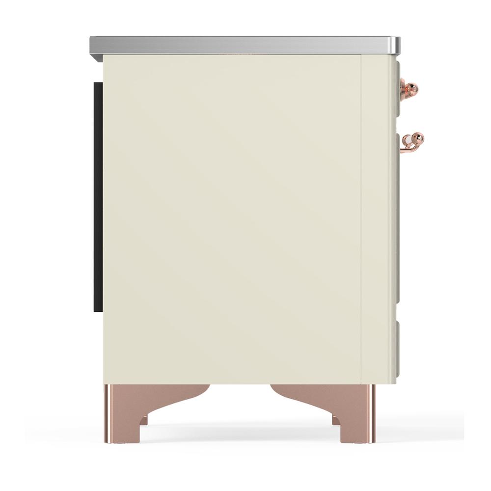 ILVE UMDIB40QNR3AWP Majestic III 40 inch Induction Range with 6 Elements, 3.82 cu. ft. Total Oven Capacity (Solid Door, Antique White, Copper)