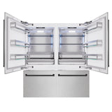 ZLINE Autograph Edition 72 in. 39.6 cu. ft. French Door Built-In Bottom Freezer Refrigerator with Water Dispensers and Ice Makers in DuraSnow' Stainless Steel and Matte Black Accents (RBITZ-SN-72-MB)