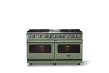 60"W.Dual Fuel Range (Finish: Eucalyptus, Trim: Polished Chrome, Fuel: Natural Gas)