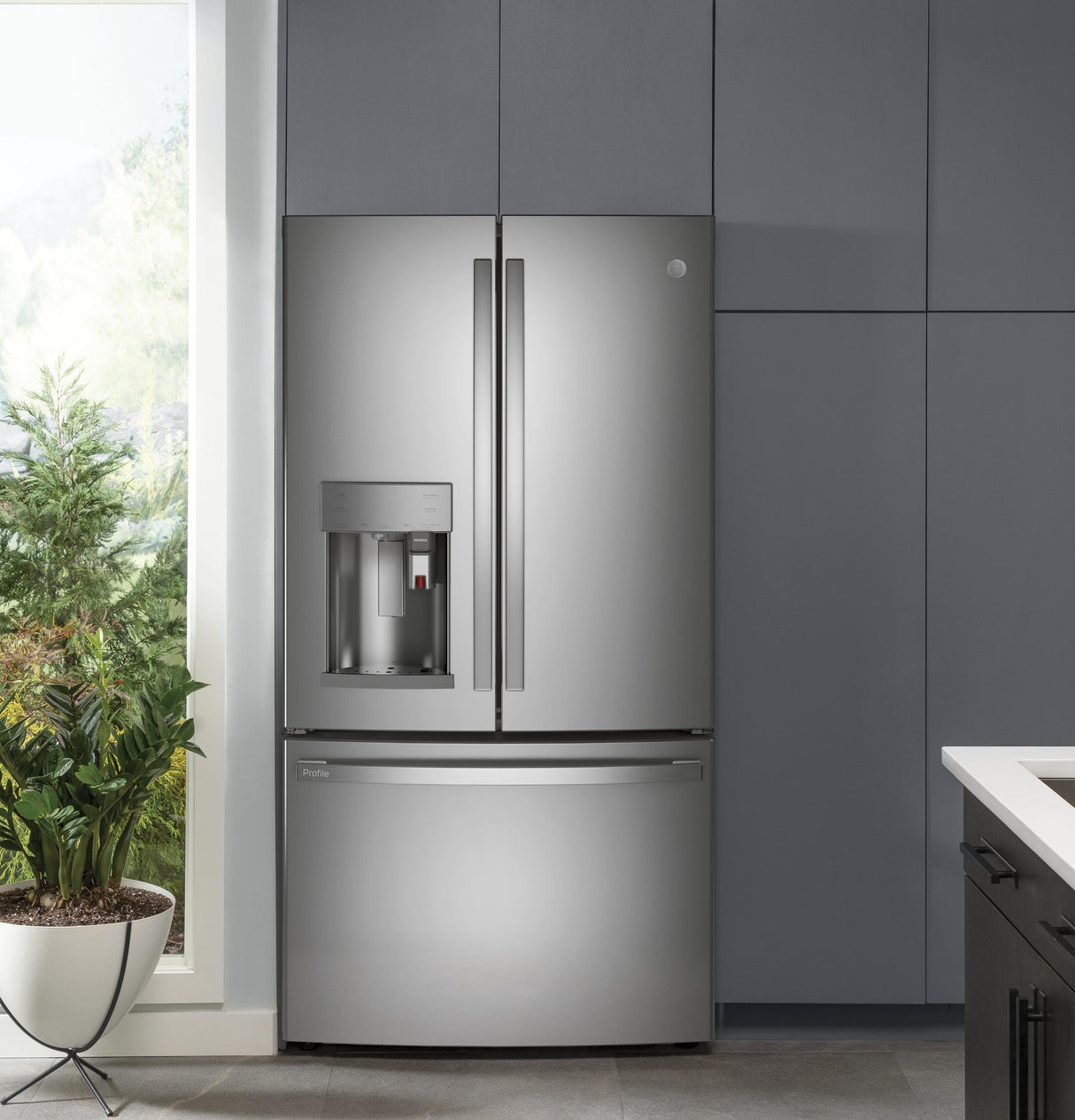 GE Profile™ Series ENERGY STAR® 27.7 Cu. Ft. Smart Fingerprint Resistant French-Door Refrigerator with Keurig® K-Cup® Brewing System