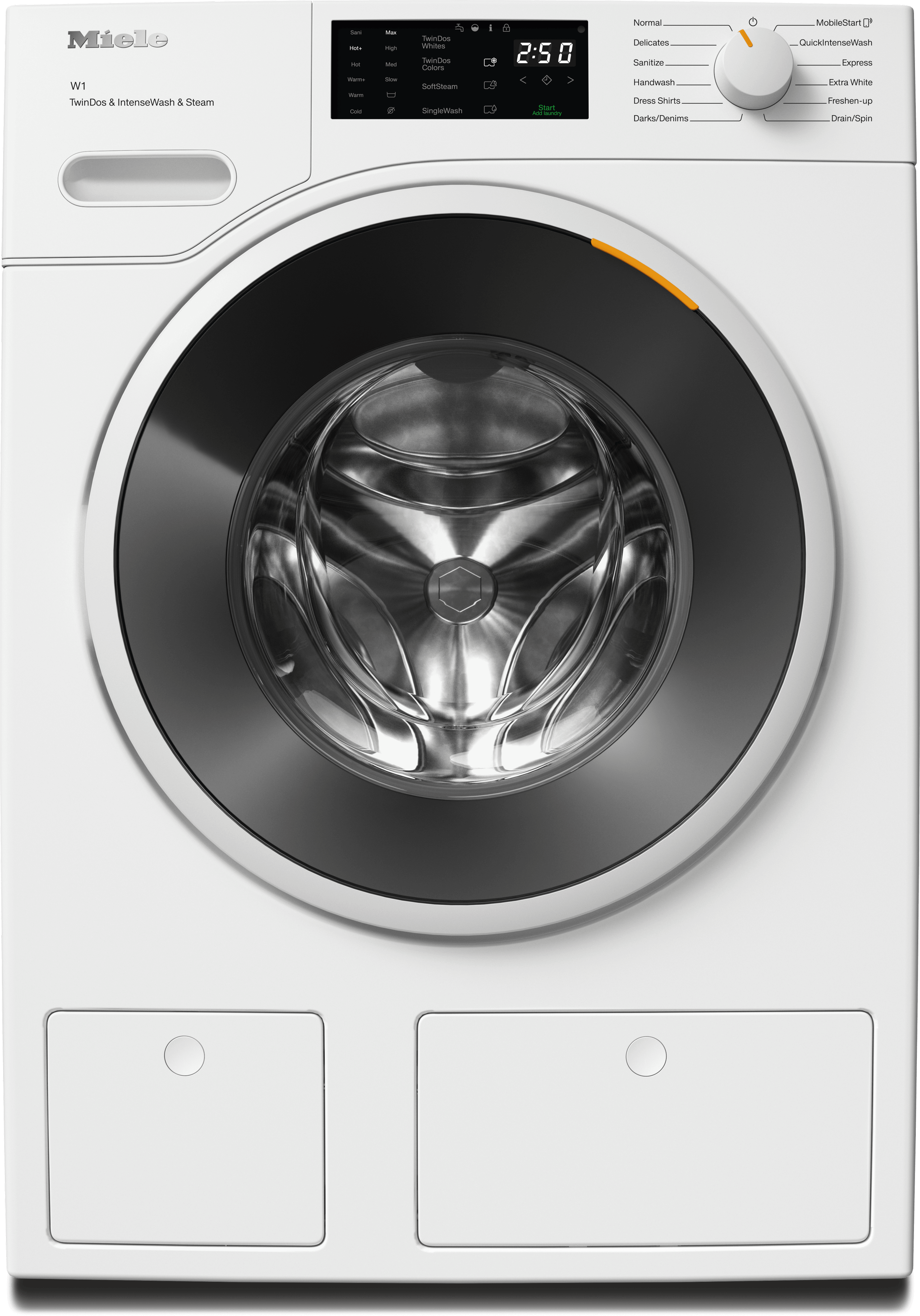WXF980 WCS TDos&IWash&Steam - W1 front-loading washing machine: 8 kg  1600 rpm  Auto Dosing  Pre-Ironing  Miele@home  CapDosing