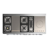 ILVE UM60FSQNR3SSC Majestic III 60 inch Dual Fuel Range with 7 Burners, Griddle and French Top, Dual Function Burner with up to 25,000 BTU (Natural Gas, Solid Door, Stainless Steel, Chrome)