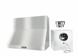 DAR 1230 Set 11 Wall-Mounted Range Hood with Extraction Mode with external XL motor including 12" chimney cover.