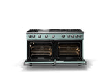 60"W. Sealed Burner Gas Range (Finish: Splash, Trim: Polished Chrome, Fuel: Natural Gas)