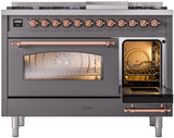 Nostalgie II 48 Inch Dual Fuel Liquid Propane Freestanding Range in Matte Graphite with Copper Trim