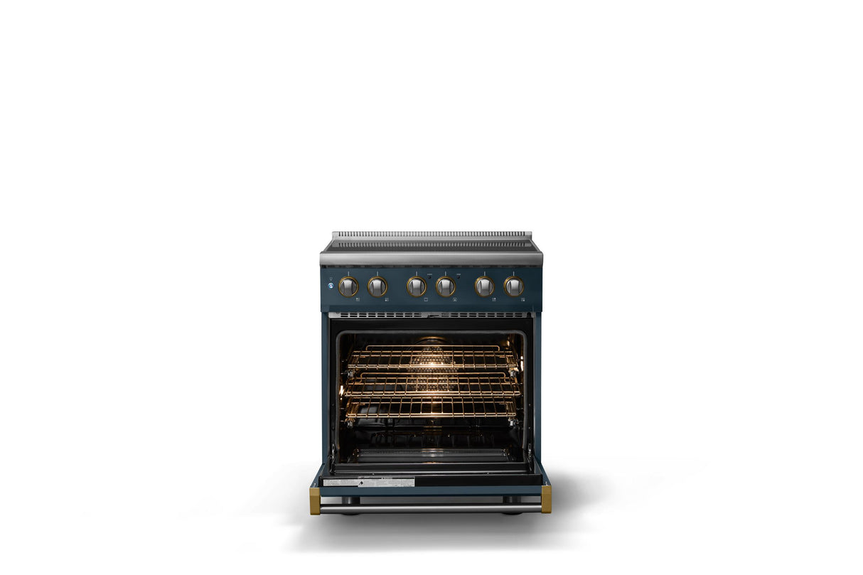 30"W. Induction Range (Finish: Squall, Trim: Brushed Brass)