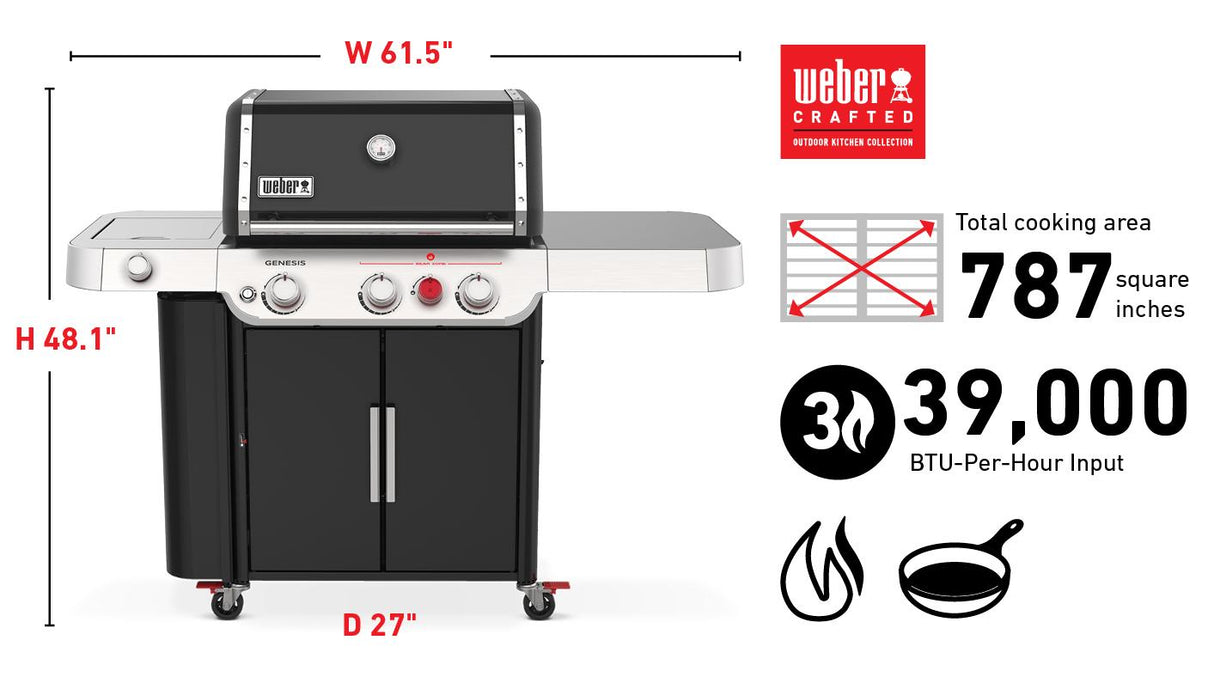 Genesis E-335 Gas Grill (Liquid Propane) - Deep Ocean Blue