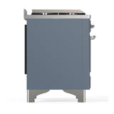 ILVE UM60FSNR3BGCLP Majestic III 60 inch Dual Fuel Range with 7 Burners, Griddle and French Top, Dual Function Burner with up to 25,000 BTU (Liquid Propane, Triple Glass Door, Blue Grey, Chrome)