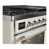 ILVE UM48FNR3AWCLP Majestic III 48 inch Dual Fuel Range with 8 Burners and Griddle, Dual Function Burner up to 25,000 BTU (Liquid Propane, Triple Glass Door, Antique White, Chrome)