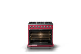 36"W. Dual Fuel Range (Burner: 6b, Finish: Valentine, Trim: Polished Chrome, Fuel: Natural Gas)