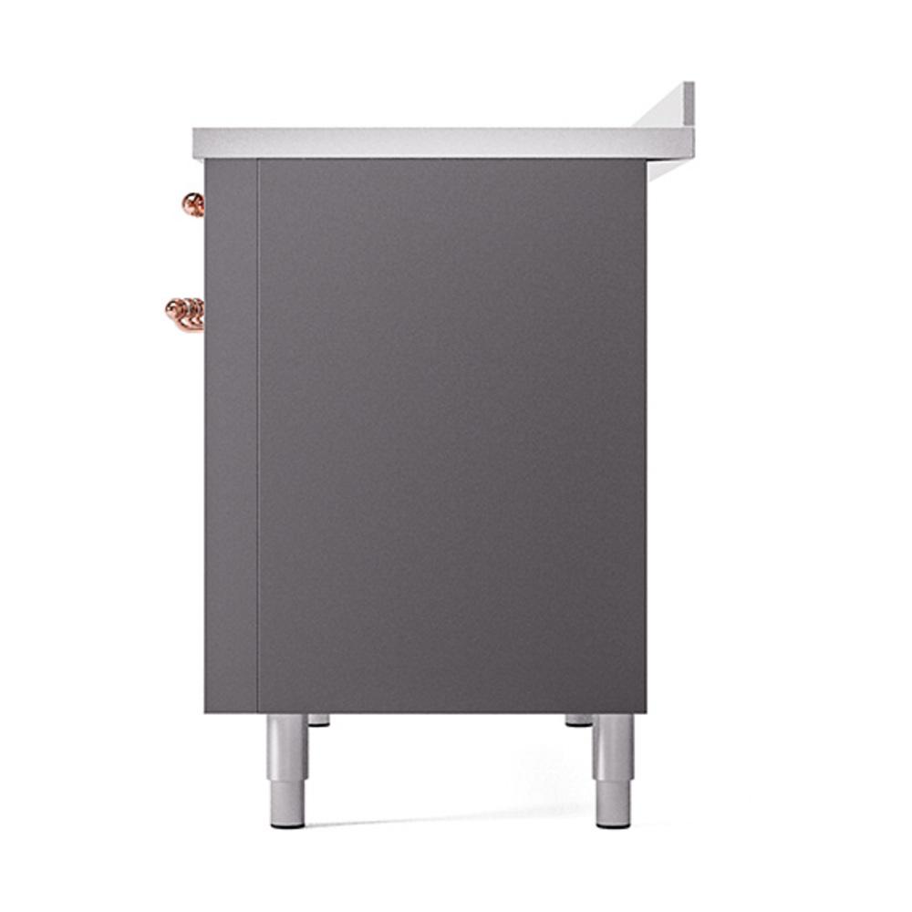 ILVE UNI486QNMPMGP Nostalgie II Noblesse 48 inch Induction Range (Solid Door, Graphite Matte, Copper)