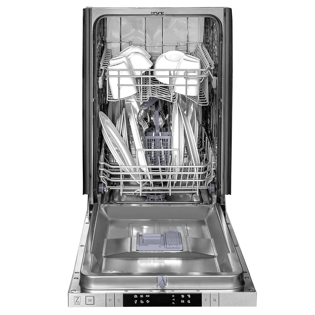 ZLINE 18 in. Compact Top Control Dishwasher with Stainless Steel Tub and Modern Style Handle, 52 dBa (DW-18) [Color: Black Stainless]