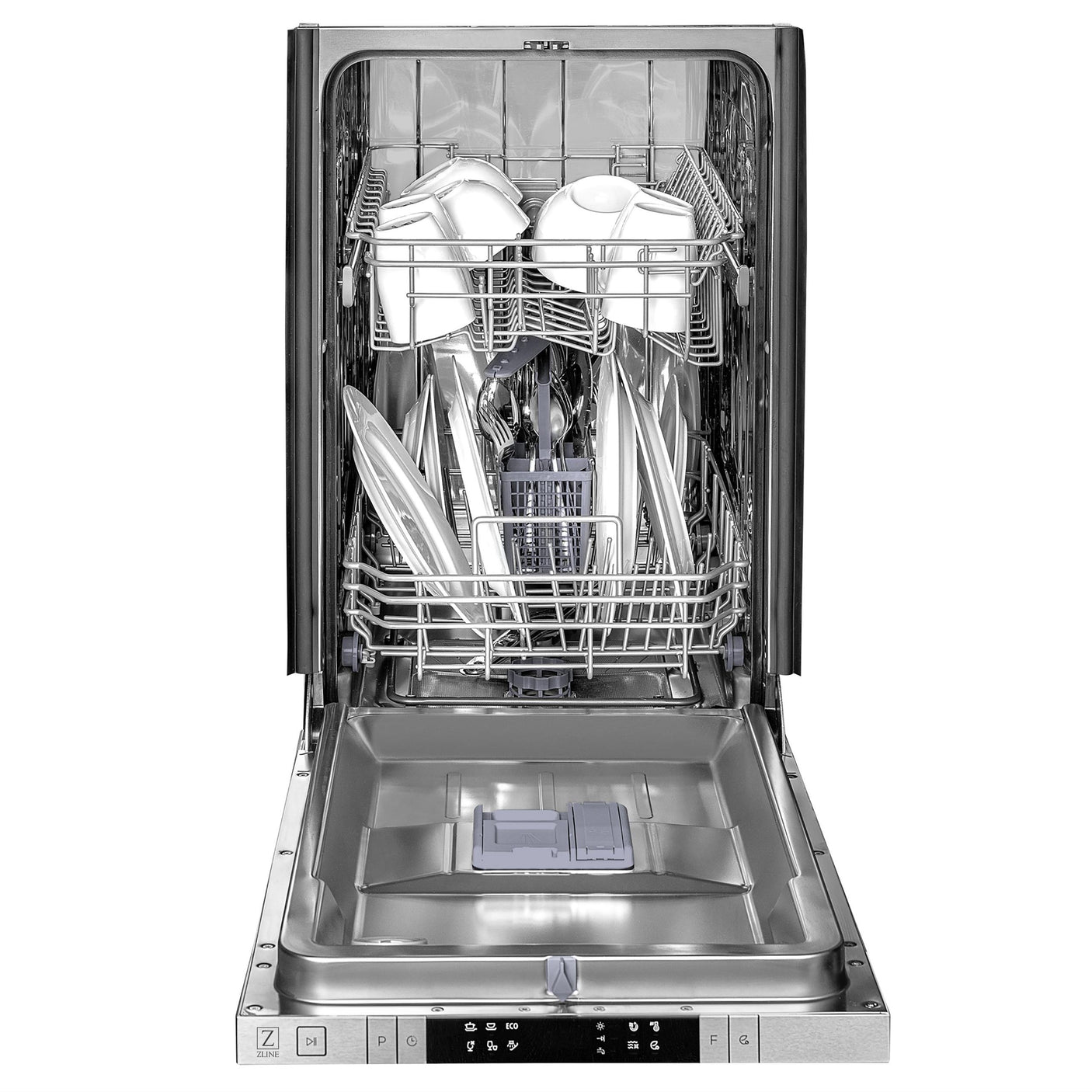 ZLINE 18 in. Compact Top Control Dishwasher with Stainless Steel Tub and Modern Style Handle, 52 dBa (DW-18) [Color: Black Stainless]