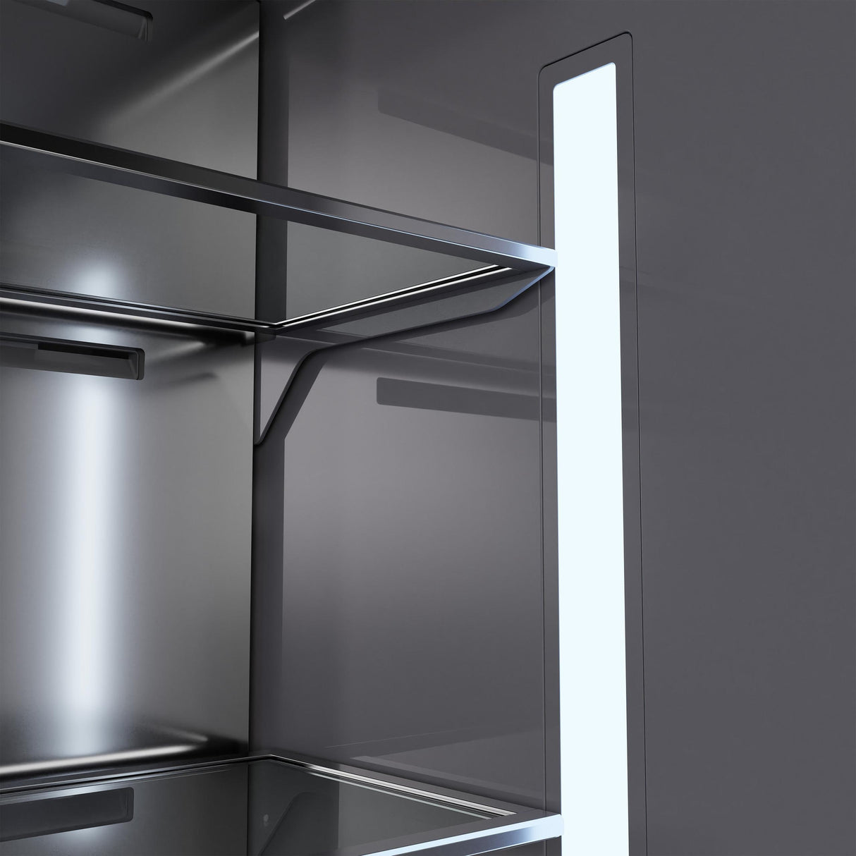 ZLINE Autograph Edition 36 in. 19.6 cu. ft. French Door Built-In Bottom Freezer Refrigerator with Water Dispenser and Ice Maker in White Matte with Graphite Gray Interior and Champagne Bronze Accents (GRBIVZ-WM-36-CB)