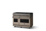 48"W. Dual Fuel Range (Burner: 8b, Finish: Nantucket, Trim: Polished Chrome, Fuel: Natural Gas)