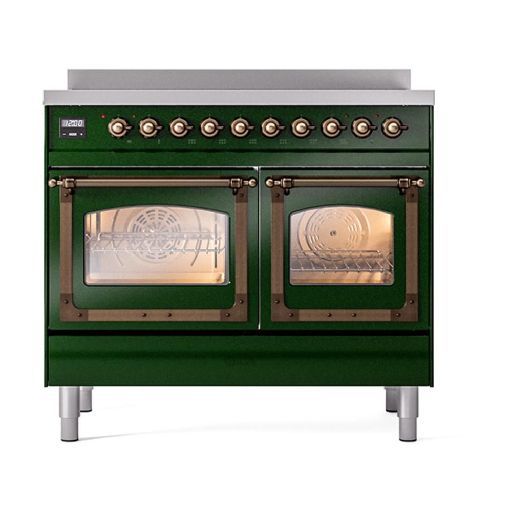ILVE UNDI406NMPEGB Nostalgie II Noblesse 40 inch Induction Range (Triple Glass Door, Emerald Green, Burnished)