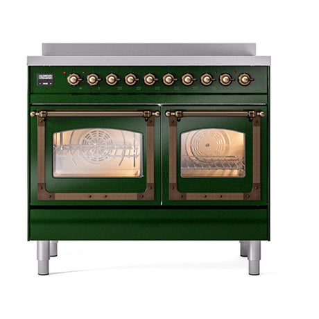 ILVE UNDI406NMPEGB Nostalgie II Noblesse 40 inch Induction Range (Triple Glass Door, Emerald Green, Burnished)