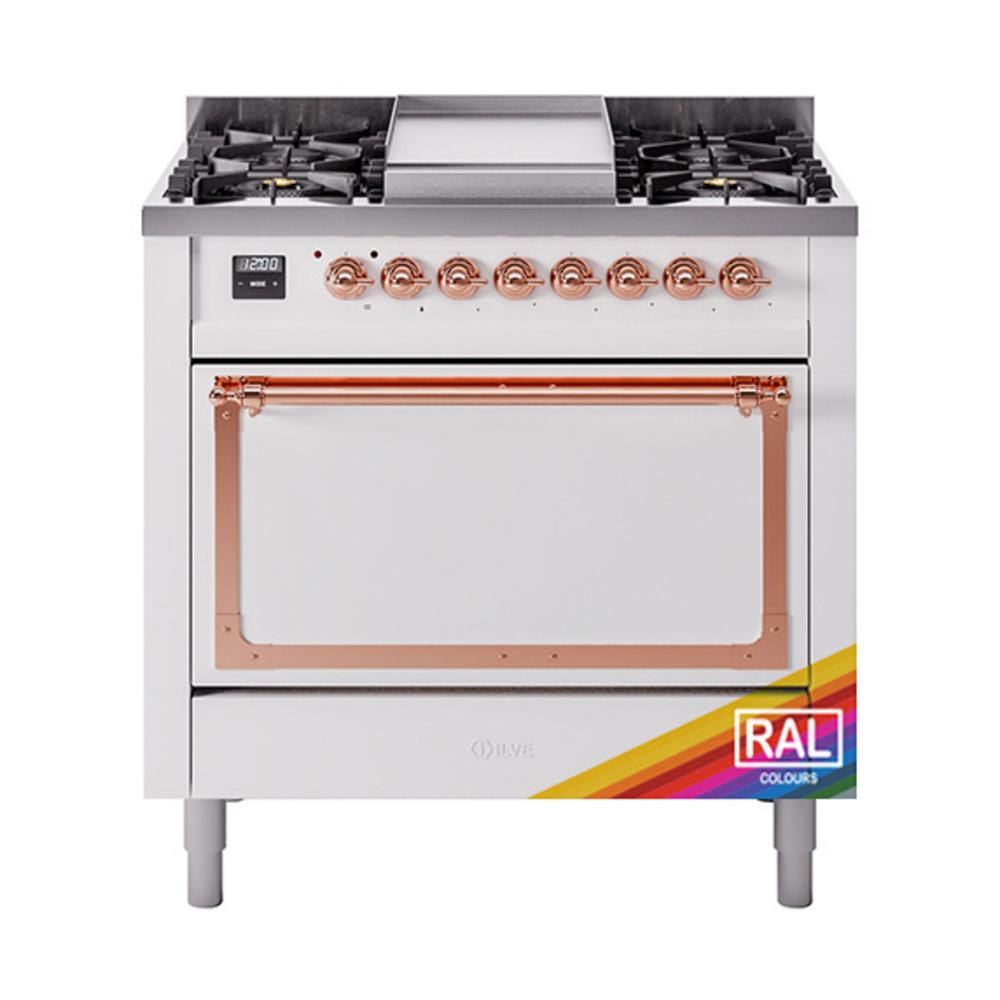 ILVE UN36FQNMPRAPLP Nostalgie II Noblesse 36 inch Dual Fuel Range (Liquid Propane, Solid Door, RAL, Copper)