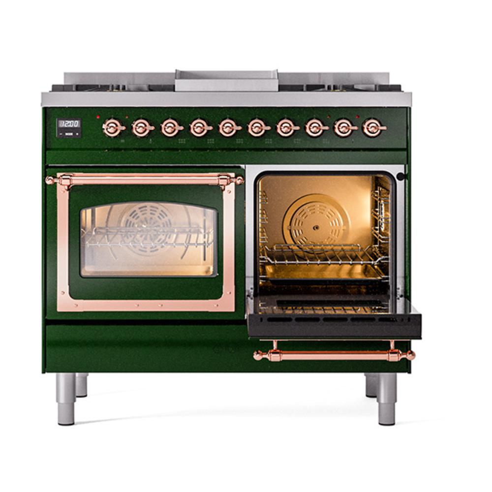ILVE UND40FNMPEGPLP Nostalgie II Noblesse 40 inch Dual Fuel Range (Liquid Propane, Triple Glass Door, Emerald Green, Copper)