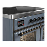 ILVE UMDIB40NR3BGB Majestic III 40 inch Induction Range with 6 Elements, 3.82 cu. ft. Total Oven Capacity (Triple Glass Door, Blue Grey, Burnished)