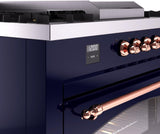 Nostalgie II 60 Inch Dual Fuel Liquid Propane Freestanding Range in Blue with Copper Trim